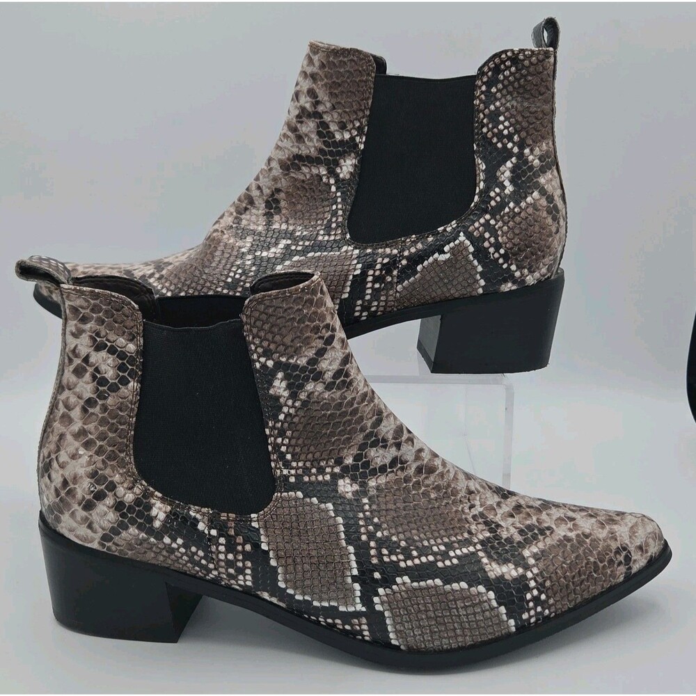 Blondo Emelia Waterproof Snake Print Leather Chelsea Boots | Women's Size 12